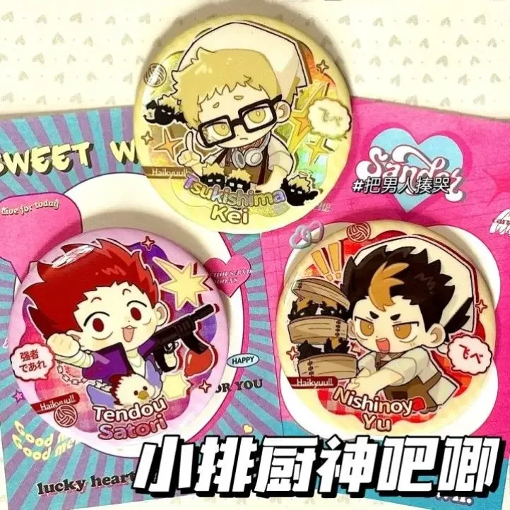 

Anime Haikyuu!! Kei Tsukishima Yu Nishinoya Tendou Satori Cosplay Cute Tinplate Badge Brooch Birthday Xmas Gift Backpack Pendant