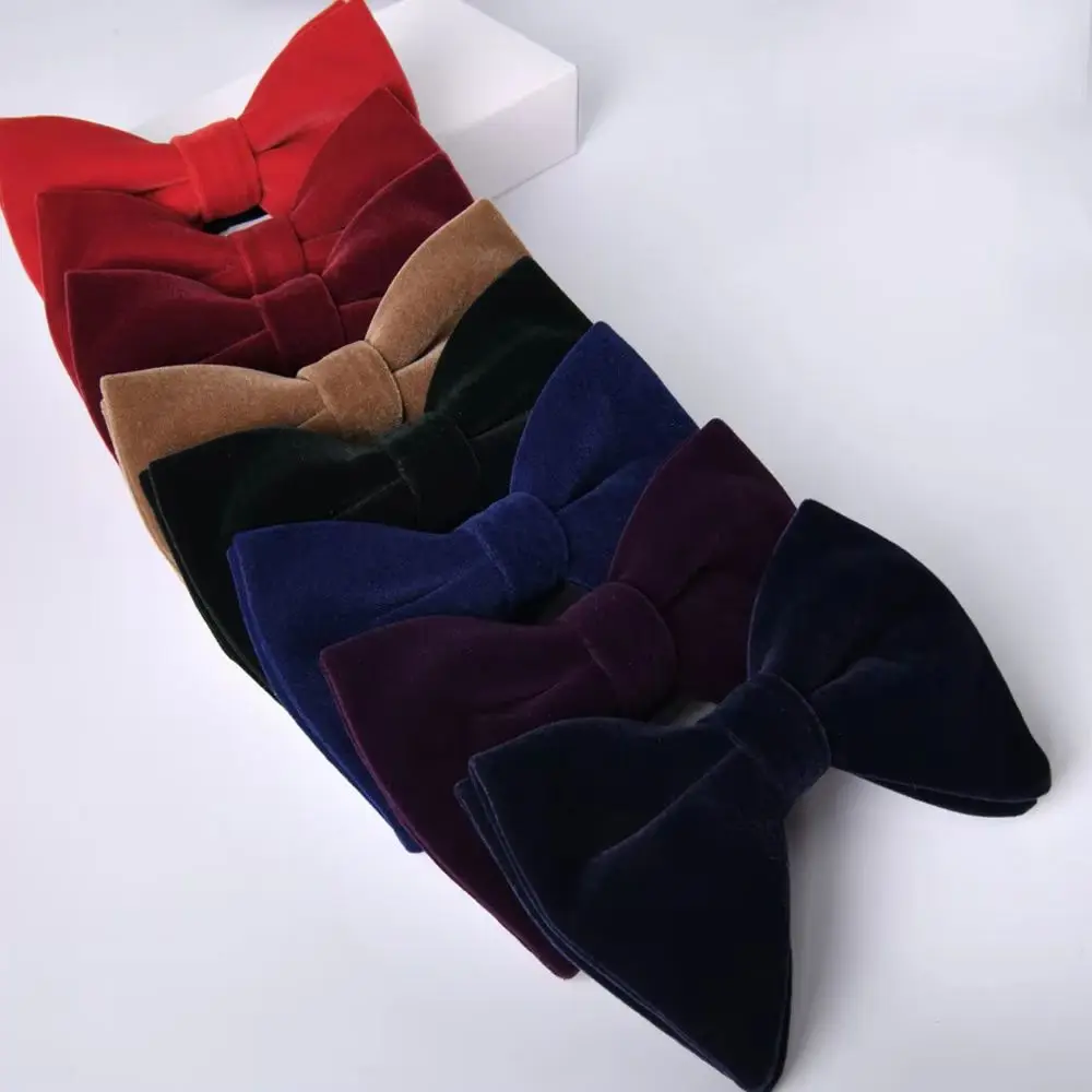 Schwarze Samt-Fliegen für Herren, verstellbar, große Schleife, Herren-Accessoires, Hemden, Fliege, blaue Schmetterlings-Krawatten für Hochzeit, Party, Krawatte