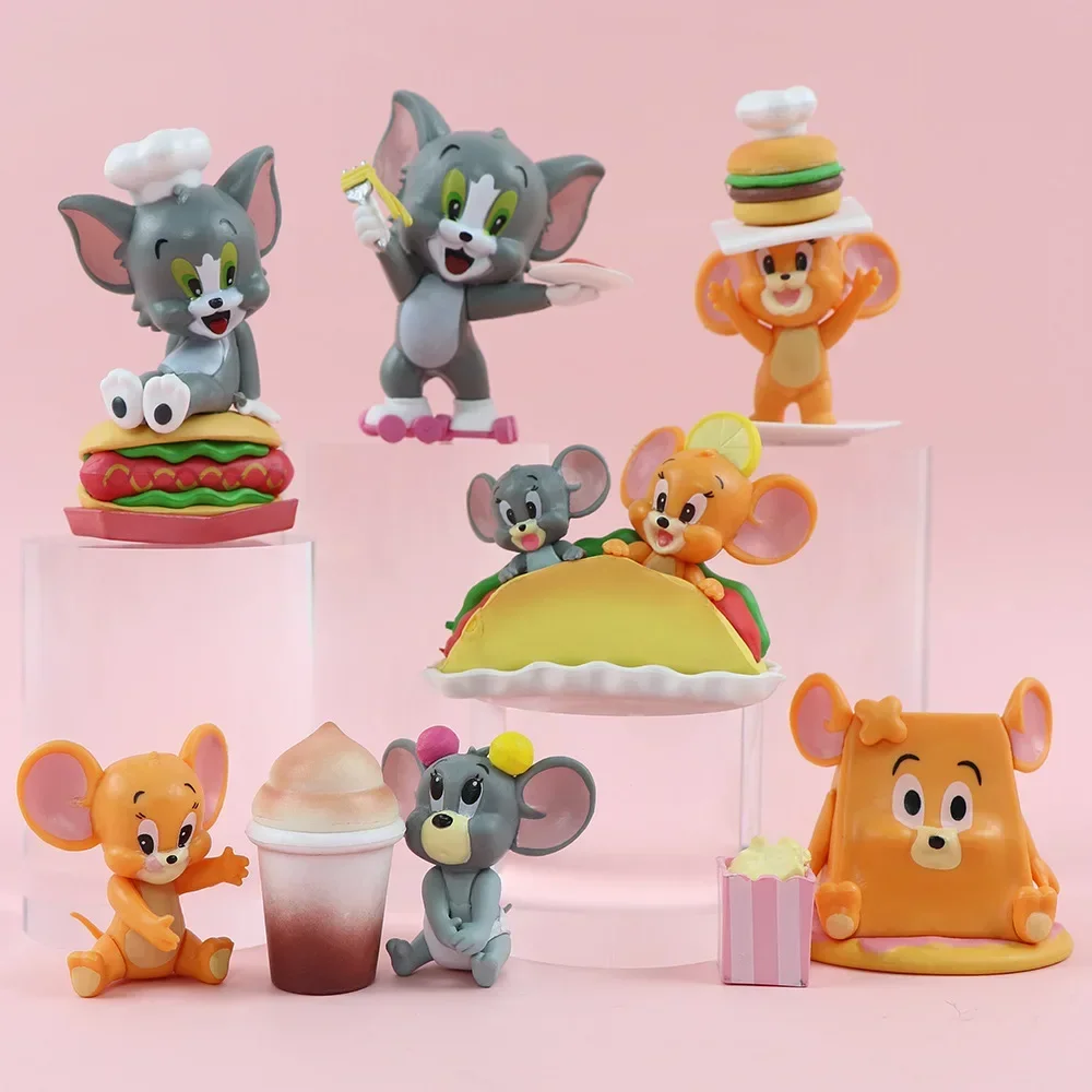 [Funny ] 6pcs/lot Disney Cartoon Anime Tom and Jerry Action figure toys statue collection model home decoration kids best gift