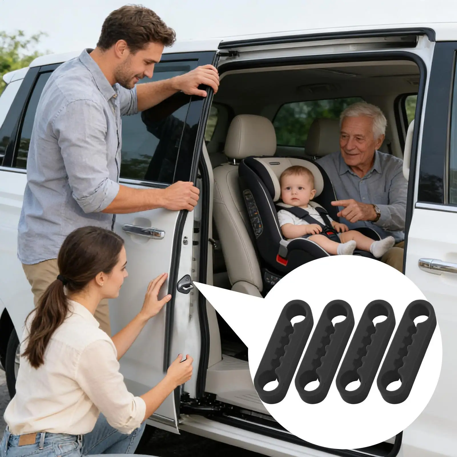 Car Door Shock Absorbers Door Latch Sound Insulation Damping Buffer Pads Lock Protection Mat For Vehicles RV Truck Automotive