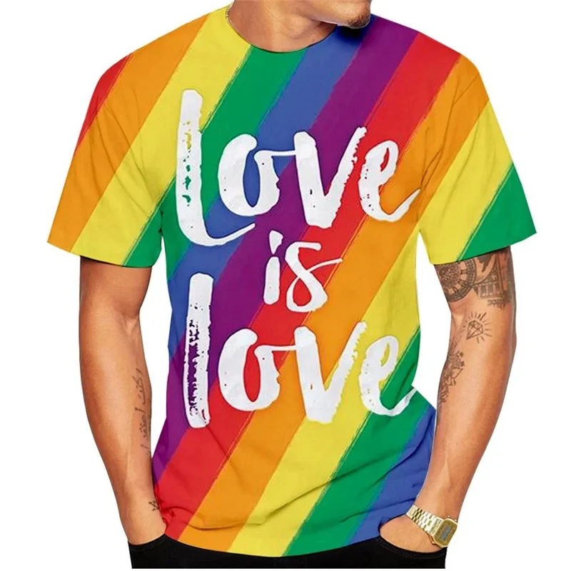 

Fashion Rainbow Graphics T-shirt Trend O Neck Short Sleeve Colorful Printed T Shirt Street Harajuku Oversized Mens Tees Tops