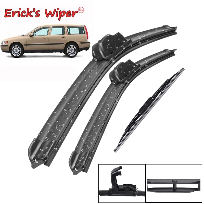 Erick\'s Wiper Front & Rear Wiper Blades Set Kit For Volvo V70 XC70 2000 - 2003 Windshield Windscreen Window Car Rain Brushes