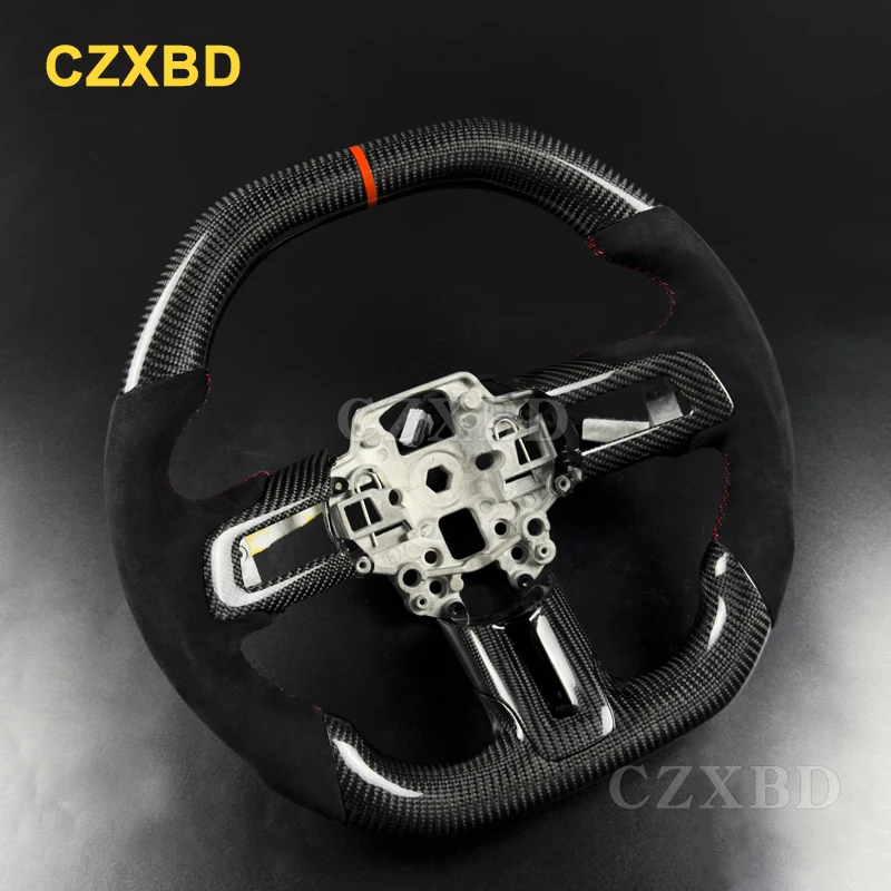 

Flat Shape Fit For Ford Mustang 2018 2019 2020 2021 2022 2023 Real Carbon Fiber Steering Wheel High Quality Customized