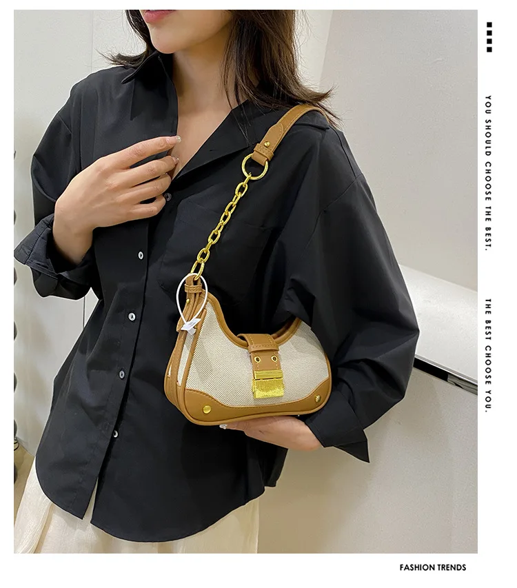 

‌2025 New Contrast Color Chain Shoulder Bag - Premium Texture Messenger Purse, Fashionable & Versatile Foreign Style‌