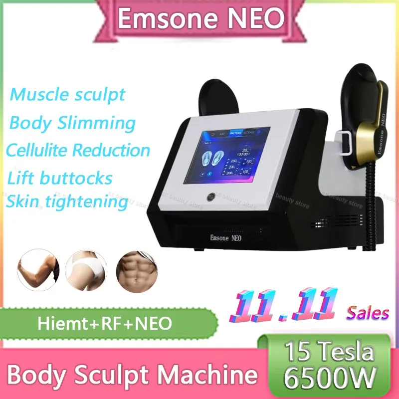 

New Upgrade Emsone NEO 15 Tesla 6500w 200HZ EMS Body Sculpting Machine Hiemt RF muscle build Weight Lose body contouring machine