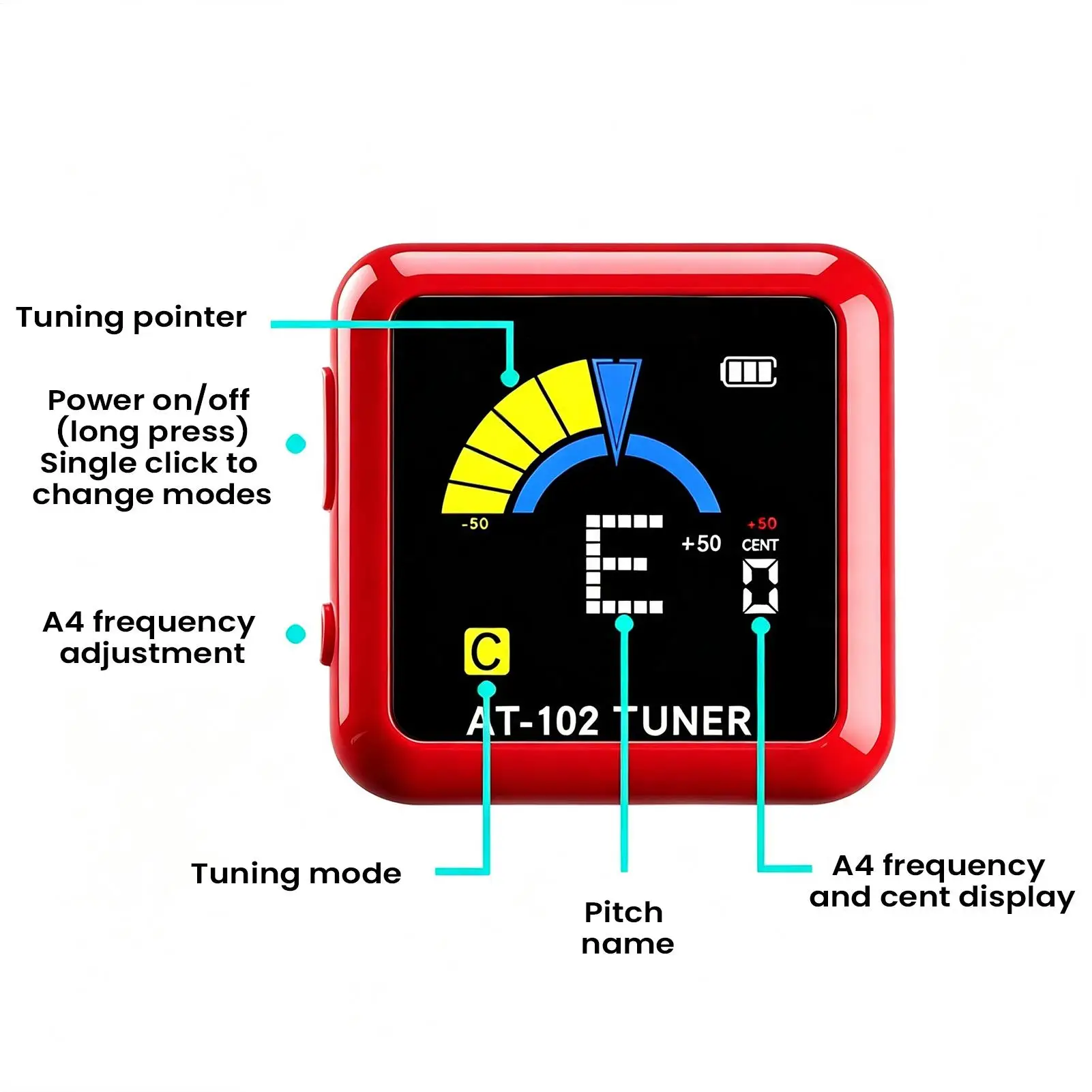 Rechargeable Guitar Tuner Rechargeable LCD Display High-Sensitivity String Instruments Clip Tuner For Stage Studio Recording