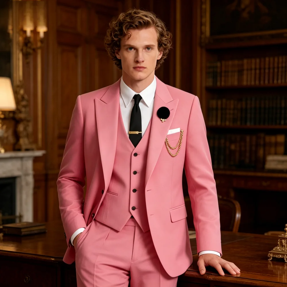 

Мужской однотонный деловой костюм-тройка с широкими лацканами: высококачественный пиджак, жилет и брюки для свадьбы, вечеринки, выпускного вечера