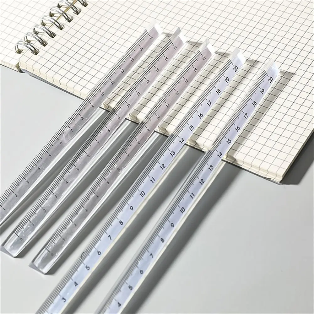 

Accurate Acrylic Scale on Both Sides Students Stationery Transparent Straight Ruler Triangular Rulers Measuring Tools
