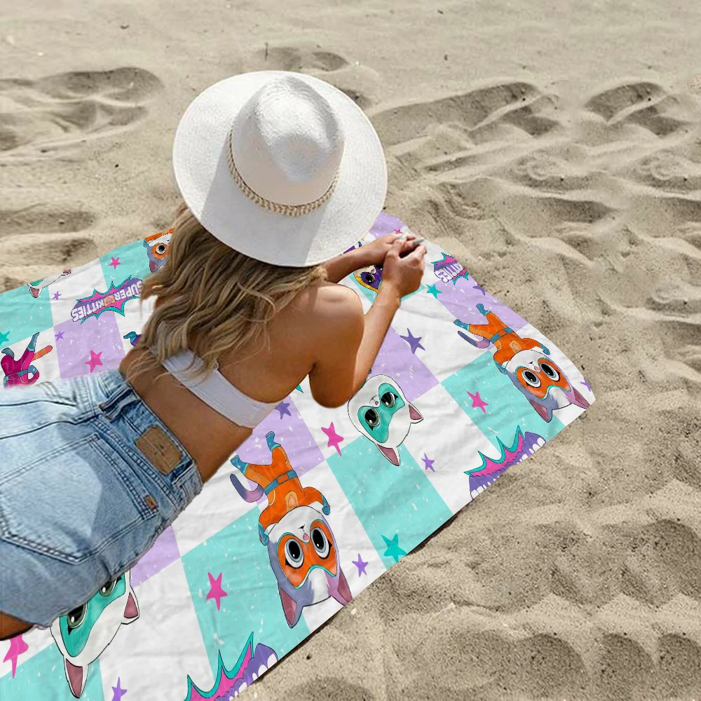 Junior Super Kitties Pattern Towel Microfiber Beach Towel Absorbent Quick dry Soft Yoga Swimming Resort Mountain Climbing Towel