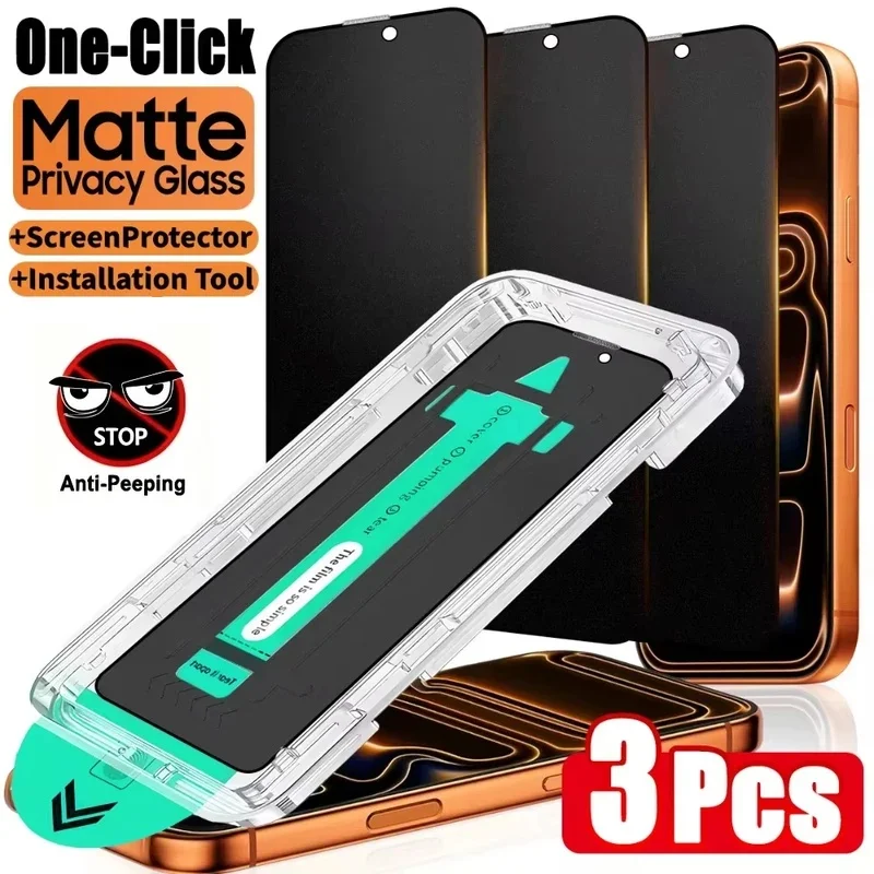 1-3 pièces de verre trempé mat anti-espion pour iPhone 18 Pro Max, protecteur d'écran pour iPhone 17 16 15 14 13 12 11 X XR XS 16 Plus.