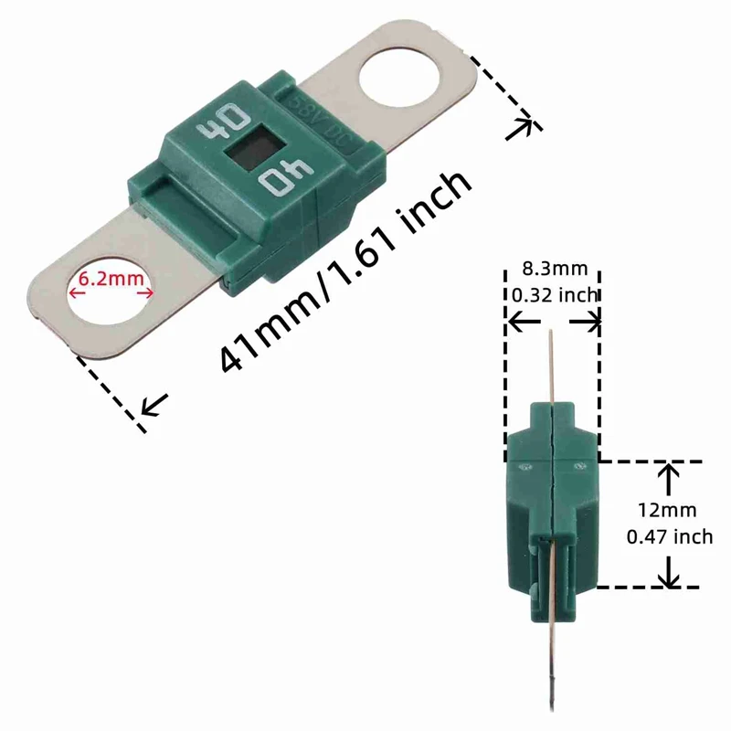 AMI/Midi 퓨즈 고전류 퓨즈 볼트 온 퓨즈, 자동차, 트럭, 건설 차량, 버스, 캐러밴 (10 개)