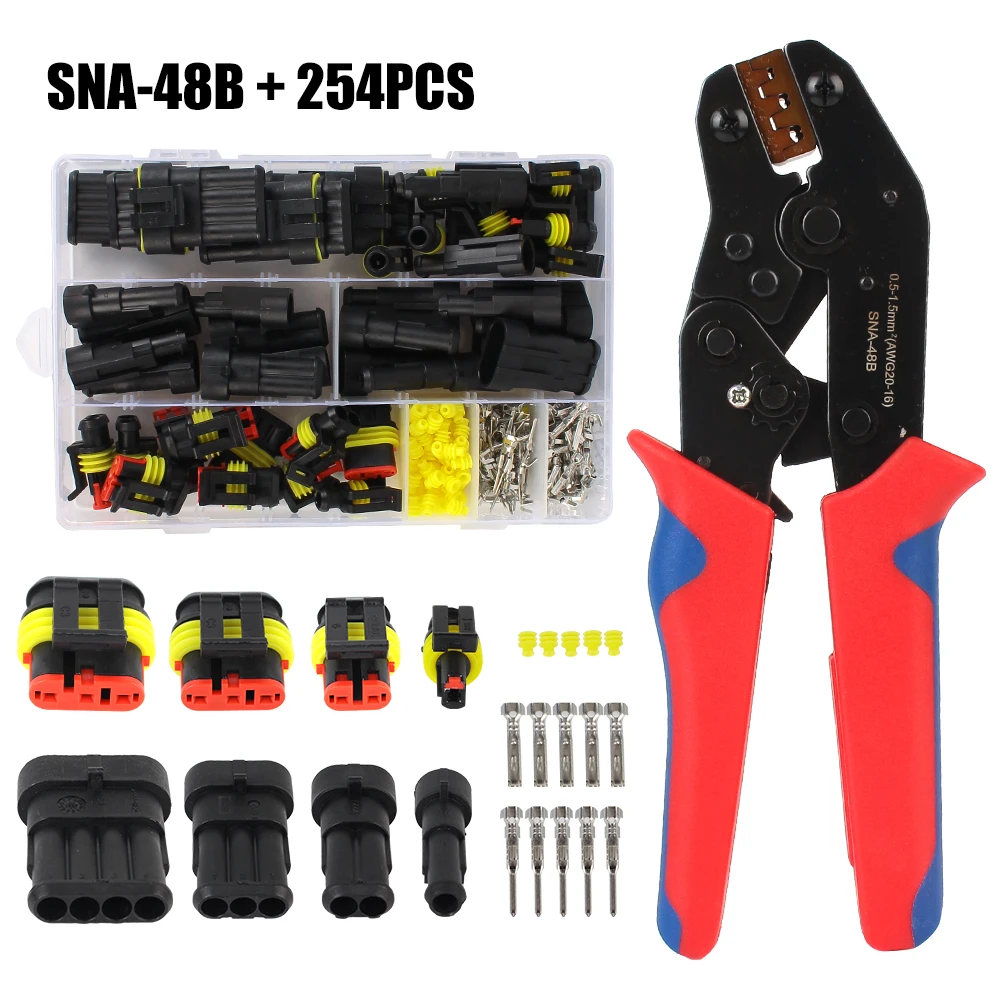 

Automotive Plug Terminals SNA-48B Crimping Plier IP68 Waterproof 1/2/3/4 Pin Car Cable Wire Connectors