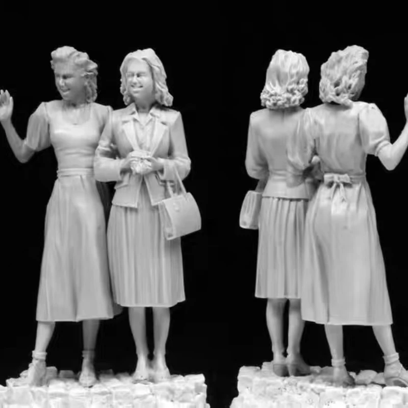 1/35 Scale Resin Figure Gift Model Kit  Paris Civilian Woman 2 Person Micro Scene Layout Toys Figure Unassembled Unpainted