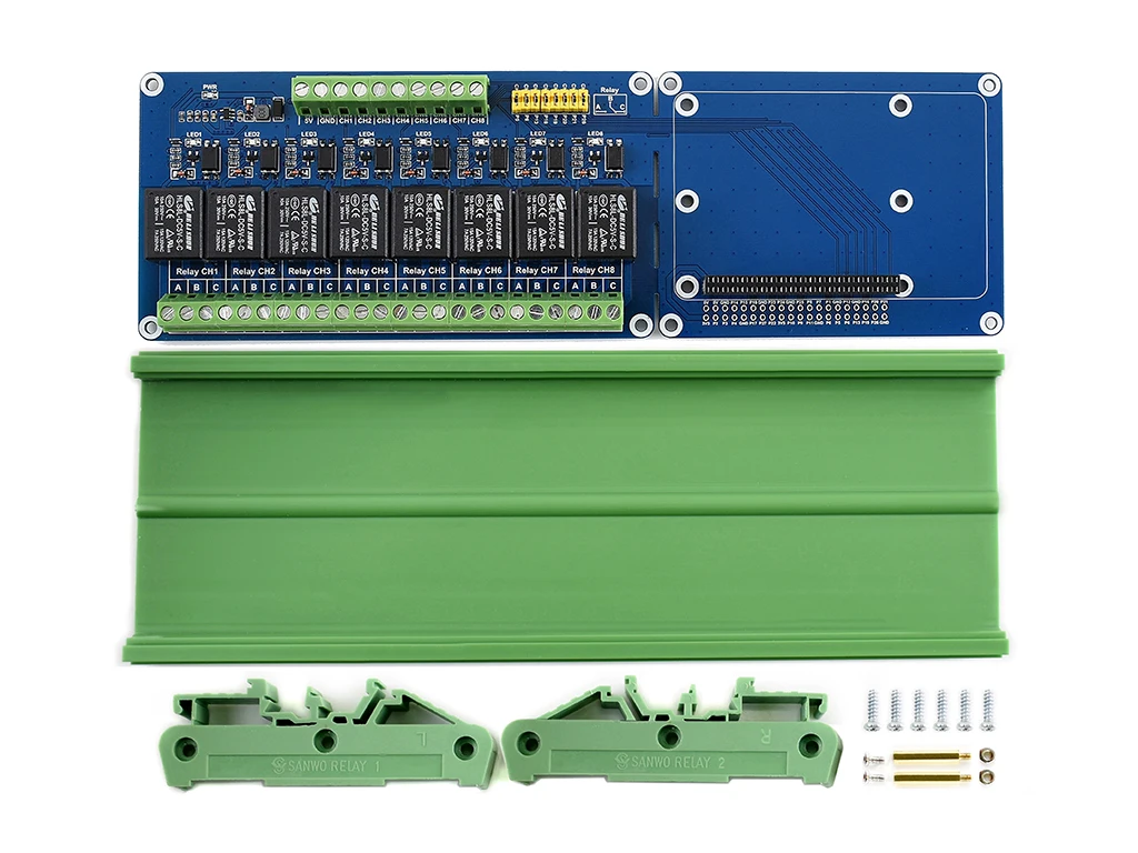 قبعة مرحل ذات 8 قنوات لـ Raspberry Pi، لوحة عزل تيار متردد 5 فولت 250 فولت، التحكم في الأجهزة المنزلية مع عرض Python/Web