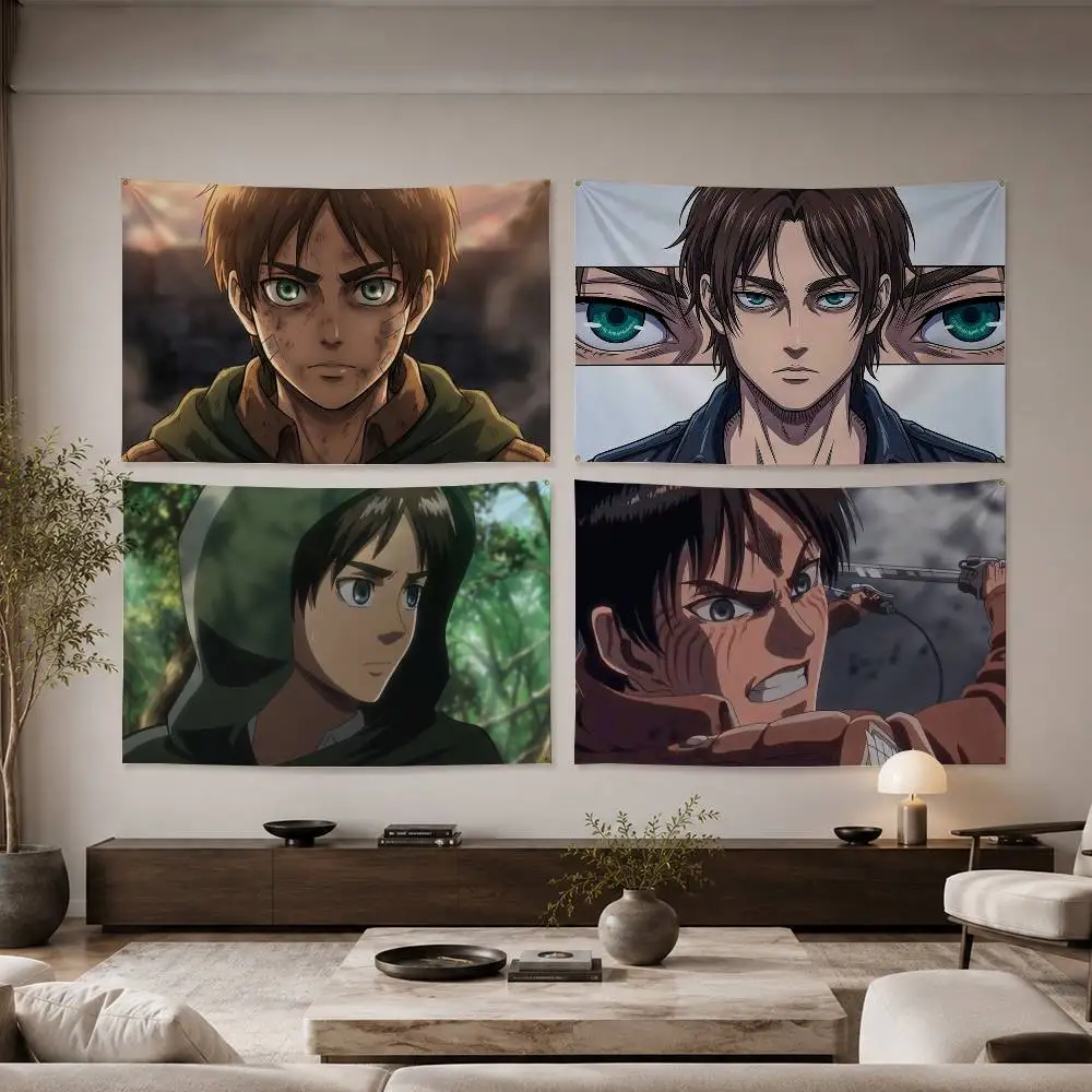 

Eren Yeager Anime Flags Wall Hanging Background Art Banner for Bedroom Home Outdoor Decor