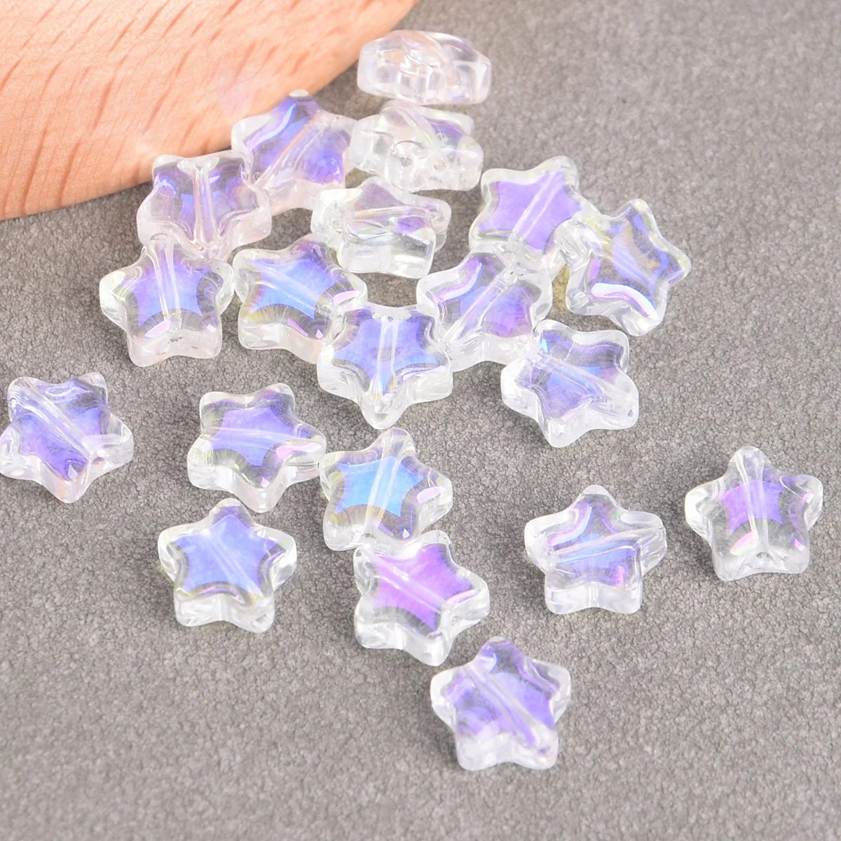 20PCS Small Star Shape 8mm Loose Glass Beads For Jewelry Making DIY Crafts Findings