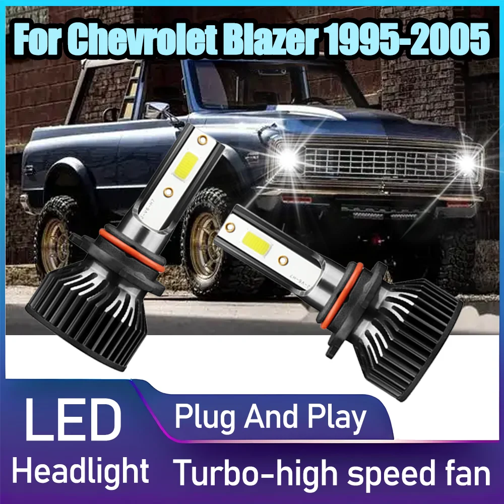 

2 шт. 9005 светодиодные фары дальнего света, автомобильные фары Plug and Play 6000K 20000LM, супер яркие высокой мощности для Chevrolet Blazer 1995-2005 гг.