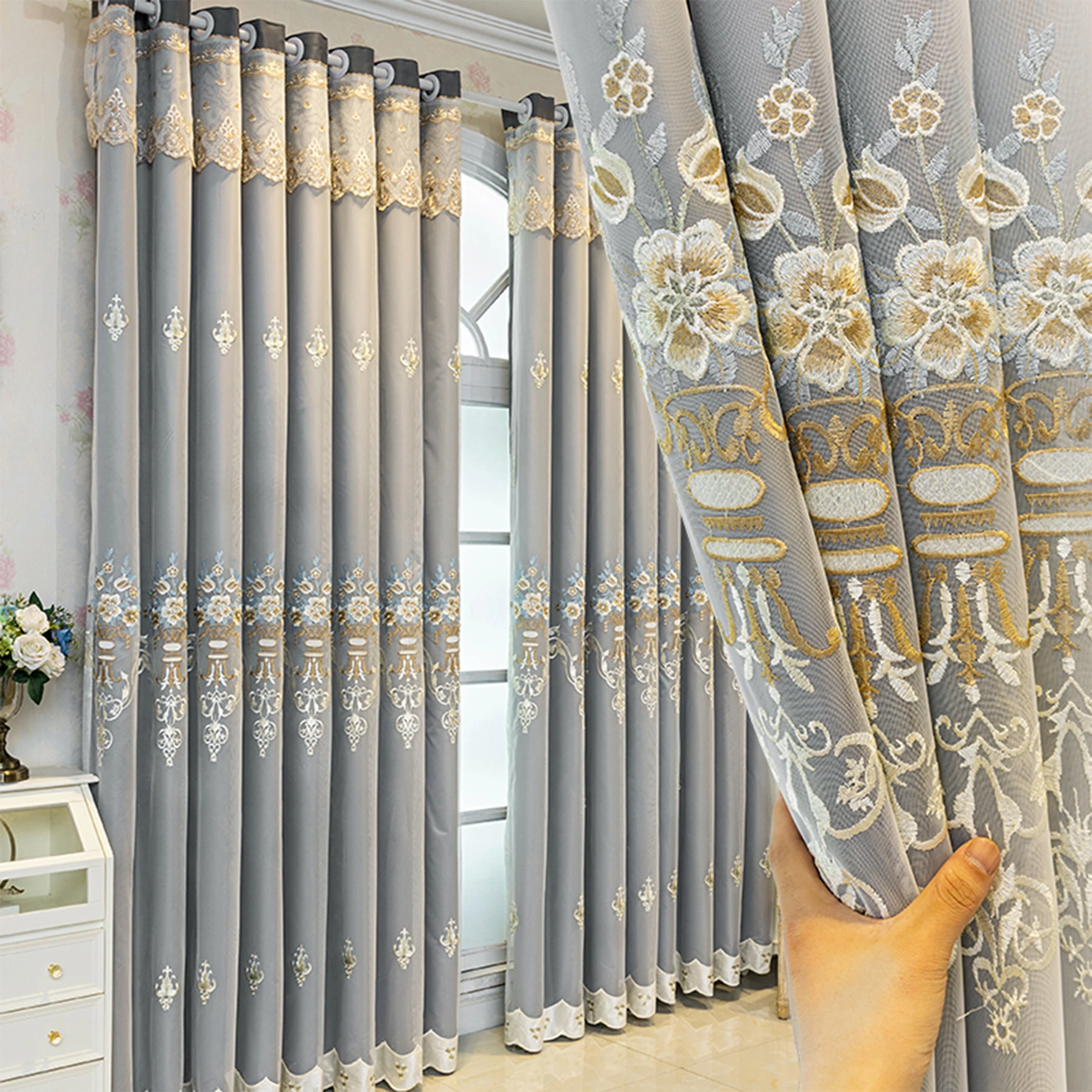 1pc Double Layer Blackout Curtains with Eyelets,Thermal Insulation Drapes for Living Room Bedroom Holiday Decor All Seasons