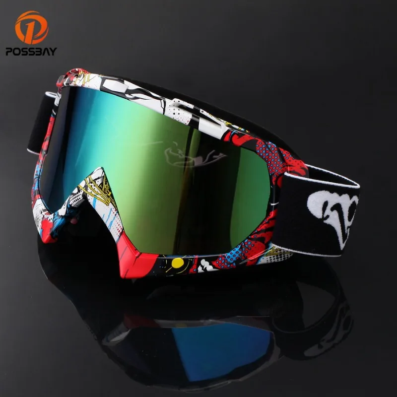 

POSSBAY Motorcycle Goggles Glasses Cafe Racer Motocross Cycling Snowboard Eyewear Helmet Ski Sport for Motor Man Women