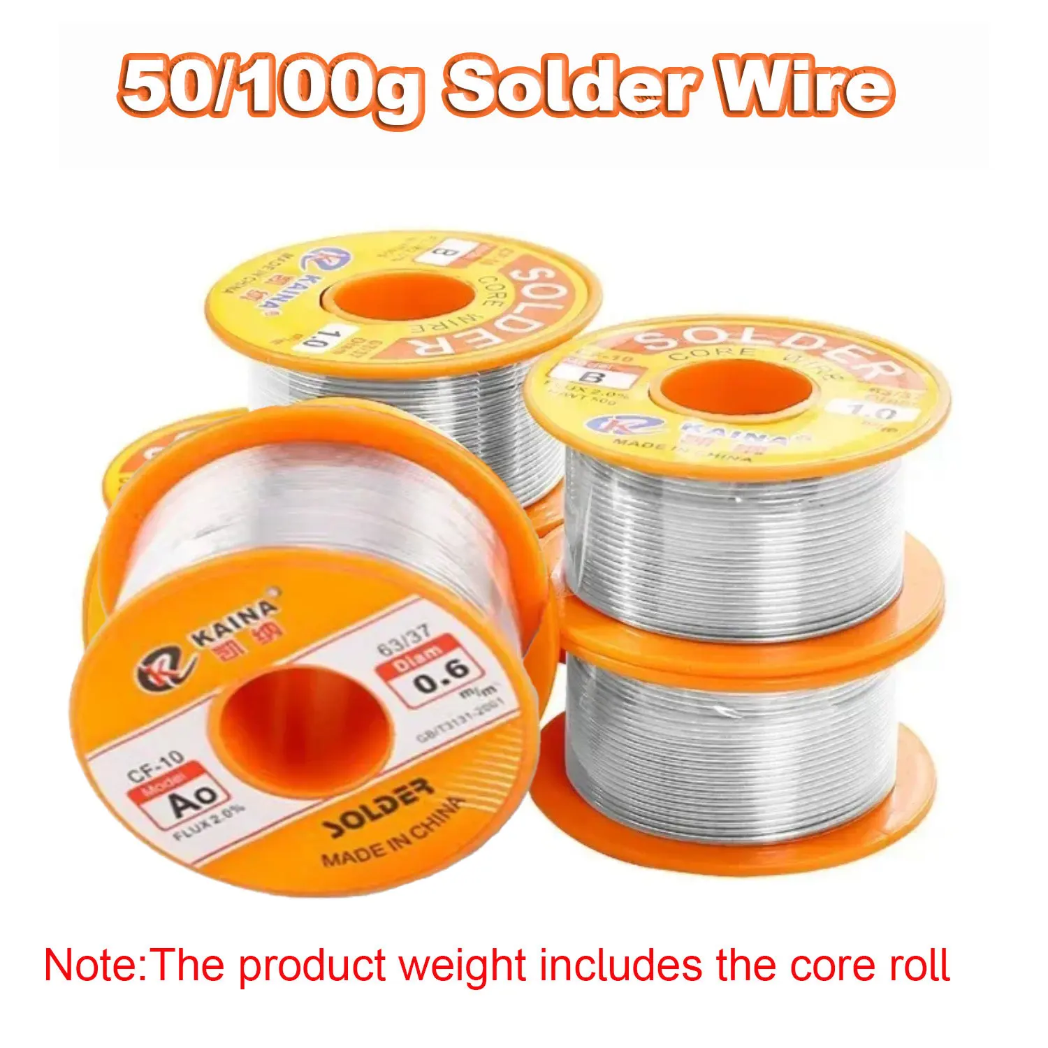 50/100g 0.5mm-2mm No-clean Rosin Core Solder Tin Wire Reel 63/37 CF-10 With 2% Flux And Low Melting Point For Electric DIY Weld