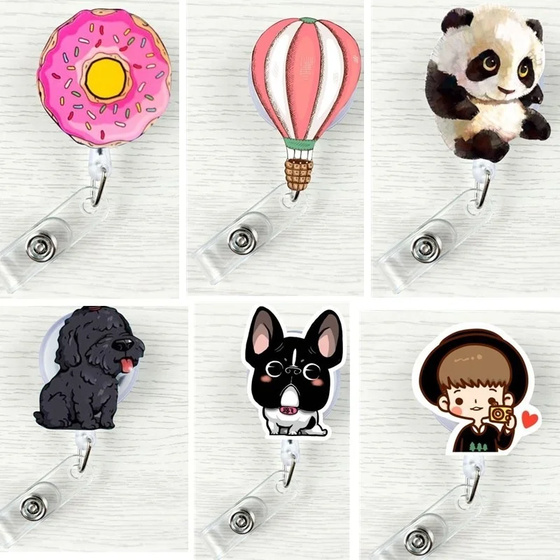 Easy Pull Work Badge Clip Cartoon Animal Retractable Badge Reels ID Tag Working Permit Clips