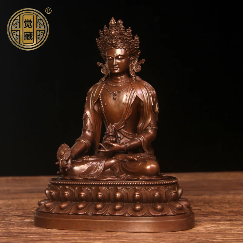 Copper Jizang King Bodhisattva Buddha Statue Ornament Tibetan Legend Copper Jizang King Home Portable Buddhist Hall Craft Ornam