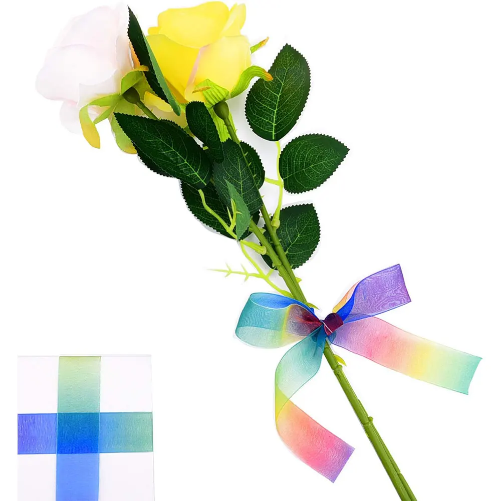 10 Yards 25 mm Ombre Shimmery Organza Ribbon for Hair Bows DIY Rainbow Craft Gift Wrapping Scrapbooking & Baby Shower Decoration