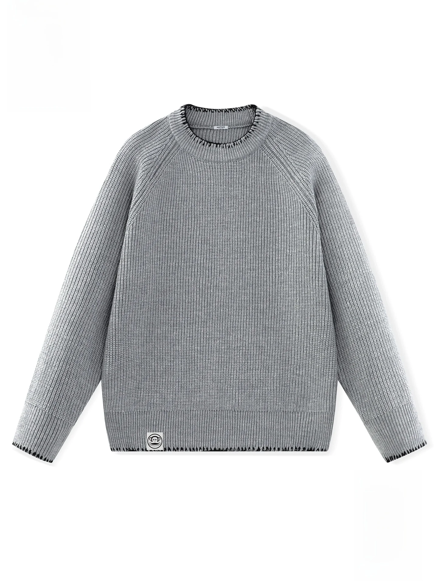 

round Ne Knitted Sweater Men's Autumn Winter Thi Warm Color Blo Stitching Soft Loose Fit Cleanfit Sle