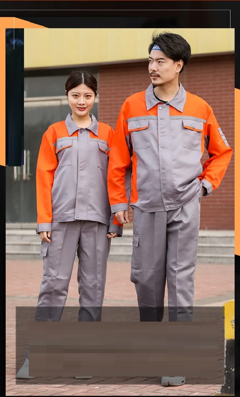 Arbeitskleidung für Männer und Frauen, zweifarbig, Hi-Vis, reflektierender Streifen, Sicherheitsarbeiter-Overall, Fabrik- und Werkstattuniformen, mechanischer Anzug