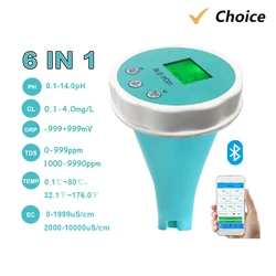 Portable Water Quality  6 In 1 PH EC Total Dissolved Temperature  Multi-function Tester with Backlight Display IP67 Waterproof