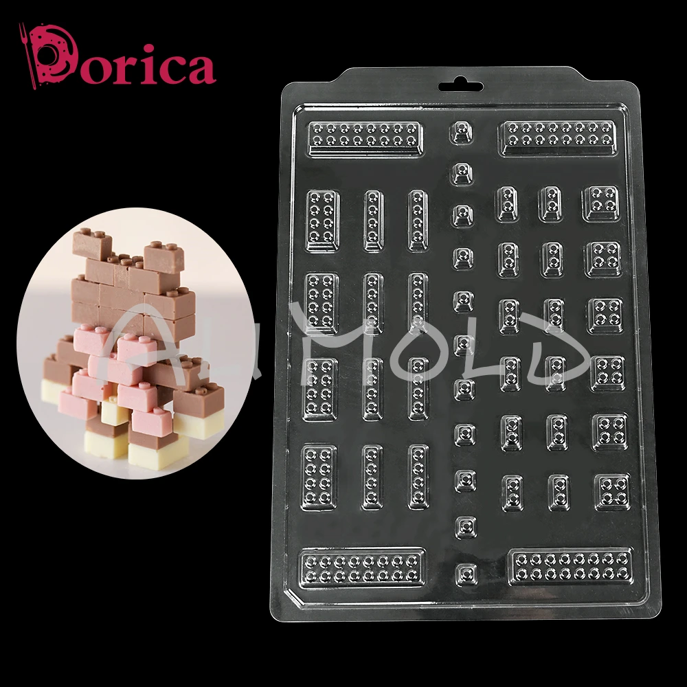 Building Blocks Design Mold Plastic Chocolate Moulds DIY Buttercream Candy Cake Decorating Tools Kitchen Bakeware Accessories