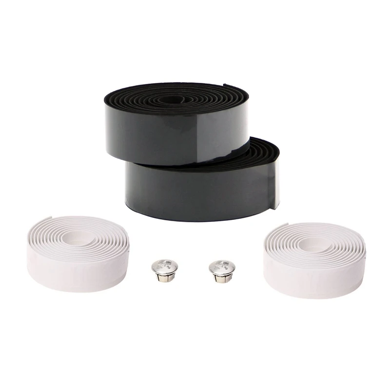 

2 Pair Road Bike Bicycle Cork Handlebar Bar Grip Wrap Tape + 2 Bar Plugs - Black & White