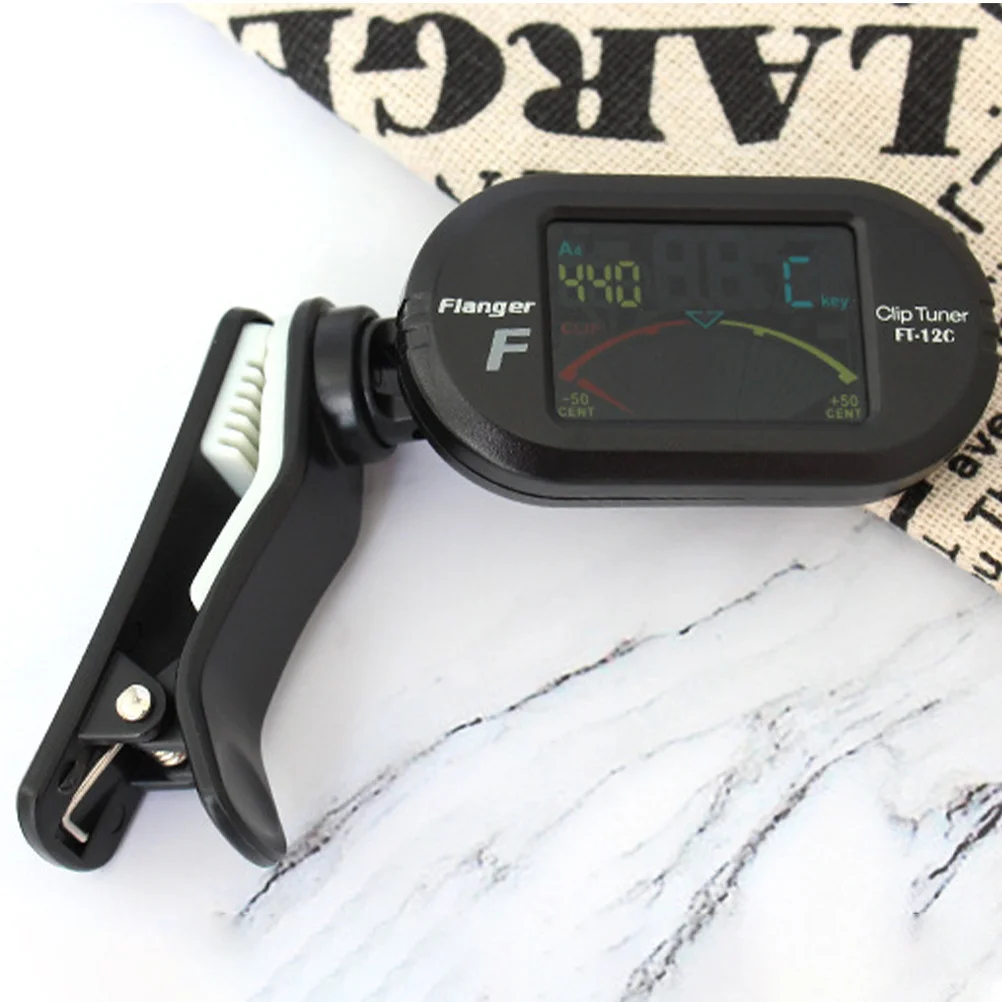 

Color LCD Guitar Tuner Clip-on Multiple Use for Violin Ukulele Bass Equal Temperament Easy to Use Black Guitar Tuner