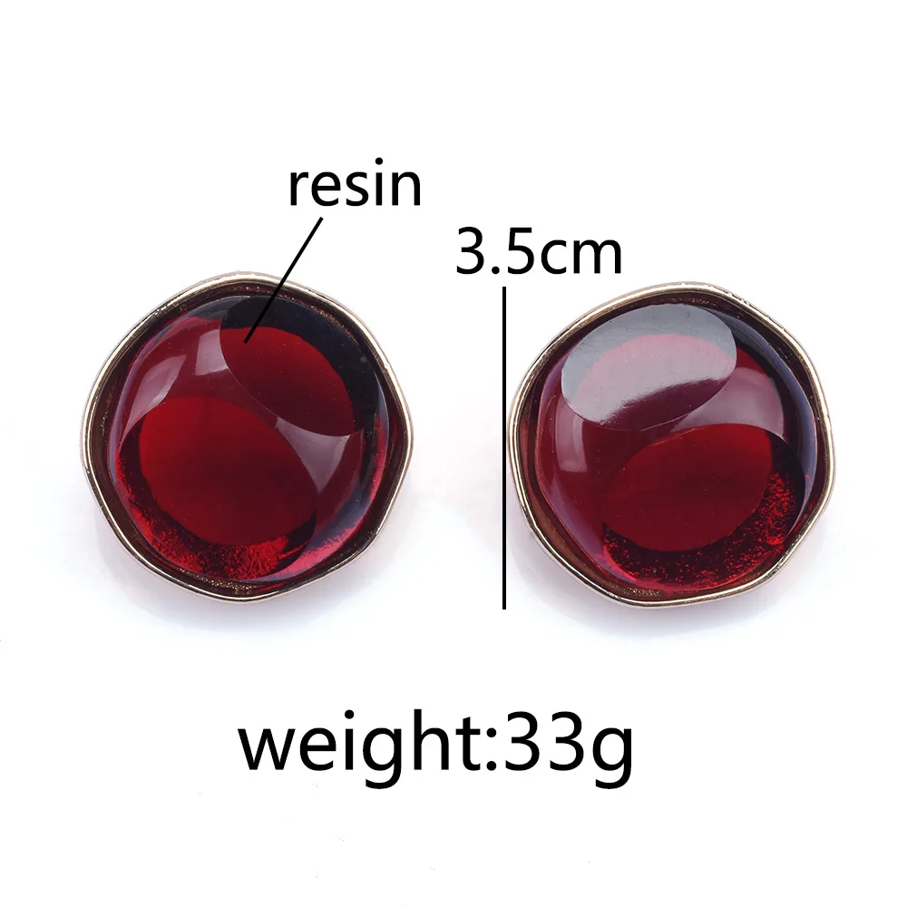 2025 New Fashion Red Pink Resin Earrings Women Metal Half Round Geometric Statement Big Earrings Jewelry