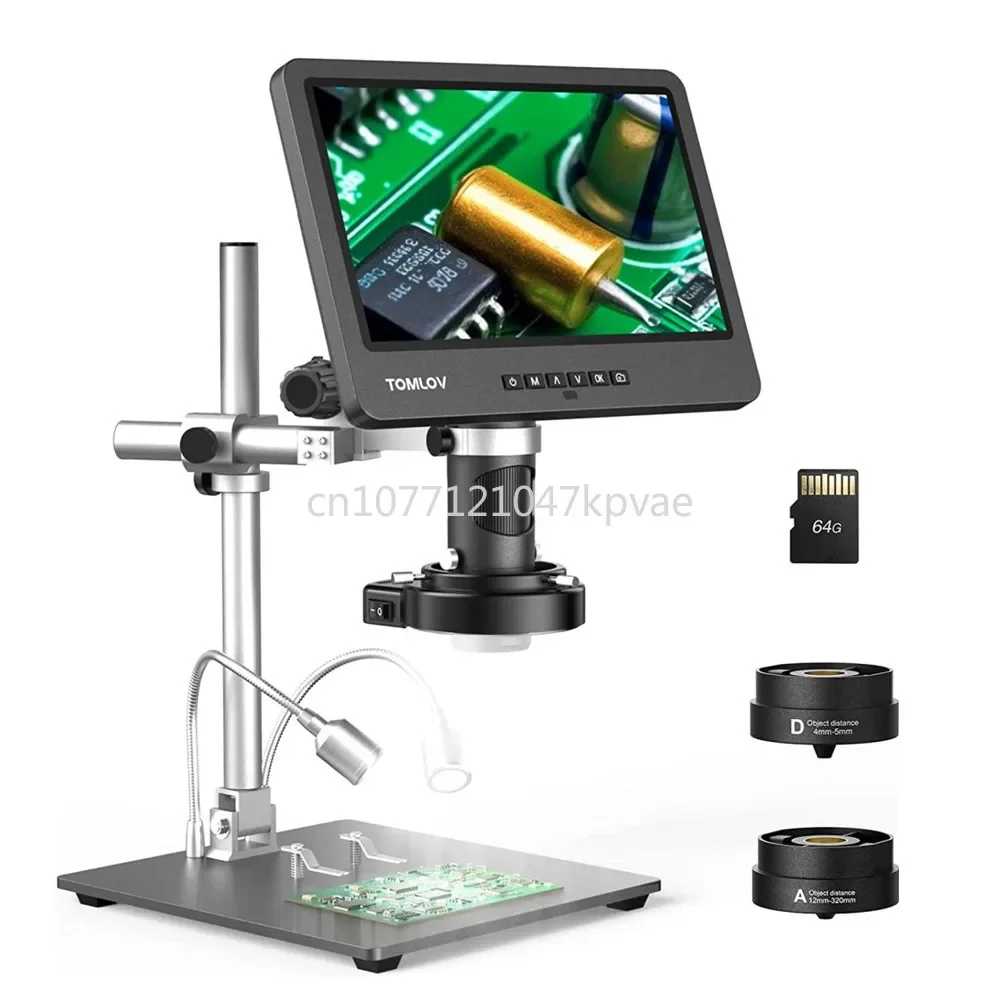 Inch IPS LCD for PCB Soldering Phone Repair Digital Microscopio Coin View TOMLOV DM602 Pro HDMI Microscope 2000X 3 Lens 10.1