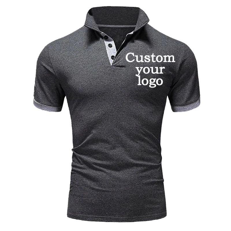 New men\'s summer golf shirt sports stand-up collar T-shirt cotton Slim men\'s casual T-shirt POLO shirt Customize your logo