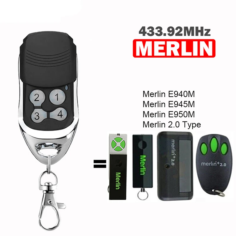 

MERLIN 2.0 Type E940M E945M E950M Garage Remote Control 433.92MHz Rolling Code Garage Door Opener Transmitter Barrier Keychain