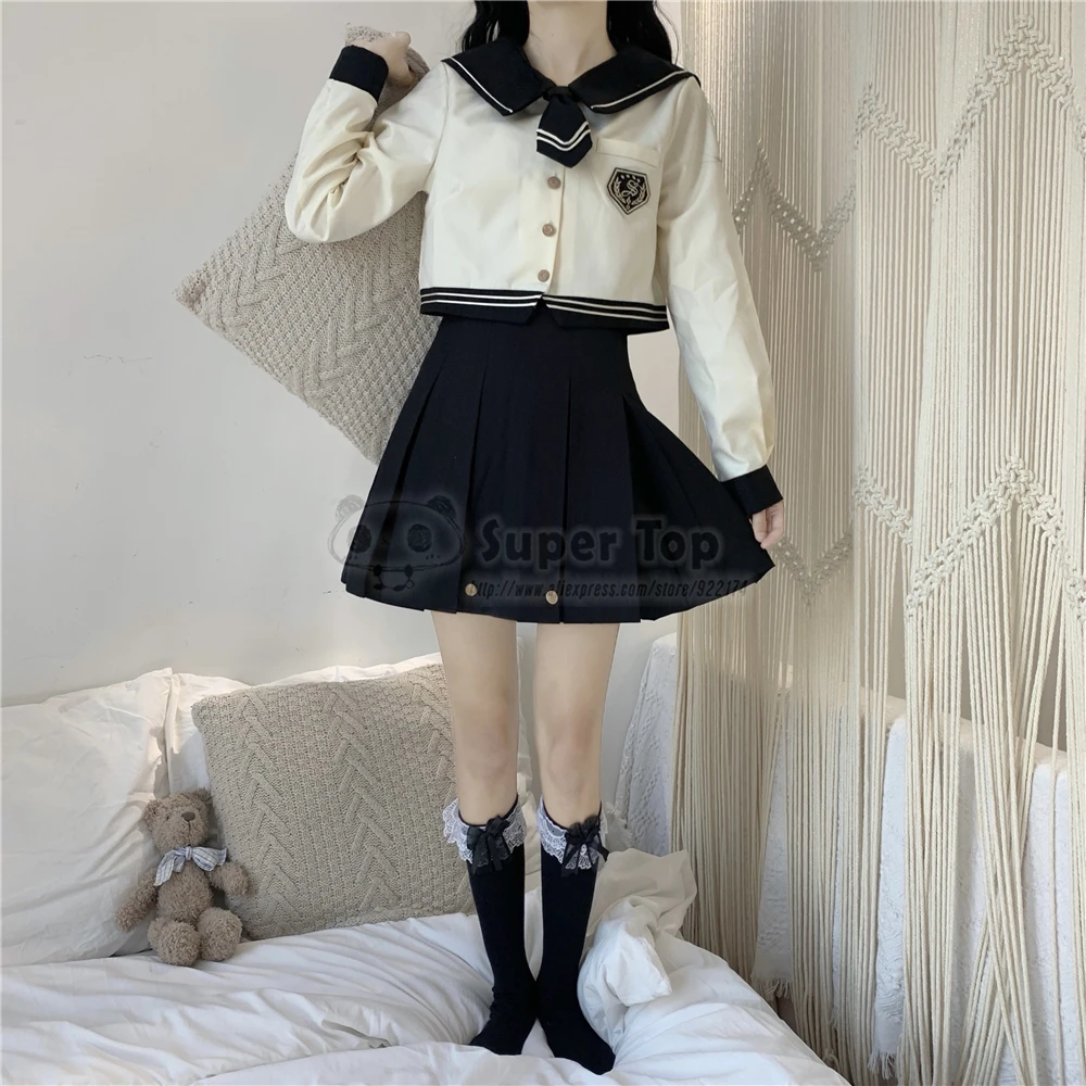 Meisjes Art High School Jk Uniform Rok Pak Vrouwen Lente Herfst Korte/Lange Mouw Originele Matrozenpakje College Stijl stundent