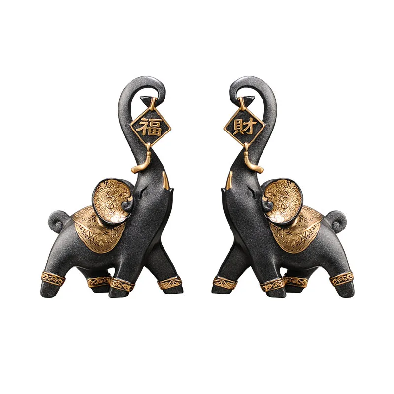 

Creative Elephant Pair Lucky Home Entrance TV Cabinet Bookshelf Office Desktop Light Luxury High-end Ornament