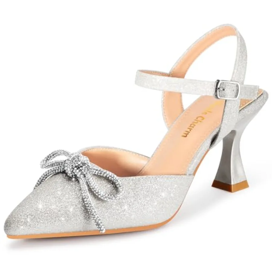 Zapatos de tacón de aguja para mujer, con punta cerrada, correa al tobillo, tacón bajo, estilo slingback, para baile y uso diario