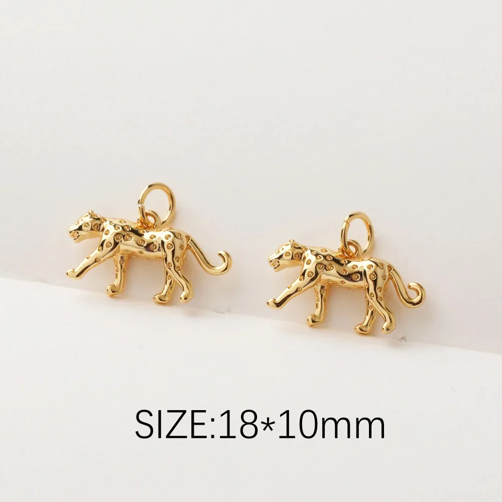 2PCS Mini Cheetah leopard Pendant Necklace Brass Charms for Jewelry Making Bracelet  DIY Hand Made Gold Plated Accessories