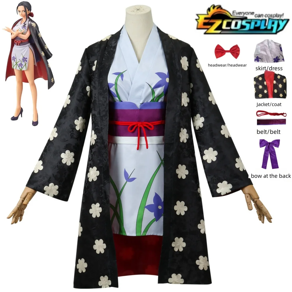 

Anime Miss Allsunday Nico Robin Cosplay Costume Women Kimono Dress Wig Onigashima Outfit Halloween Party Carnival Suit