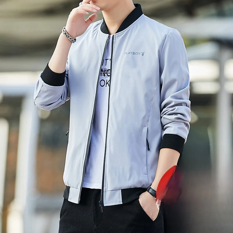 

Мужская повседневная куртка с воротником-стойкой, весенне-осенняя верхняя одежда, универсальная, из полиэстера, модная, городская, ветрозащитная, с длинными рукавами