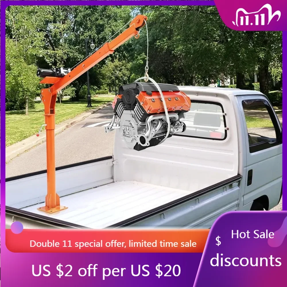 

1100 lb Electric Pickup Truck Crane with Electric Winch 3500 lb 12V, Folding Truck-Mounted Crane, Painted Steel Pickup Truck