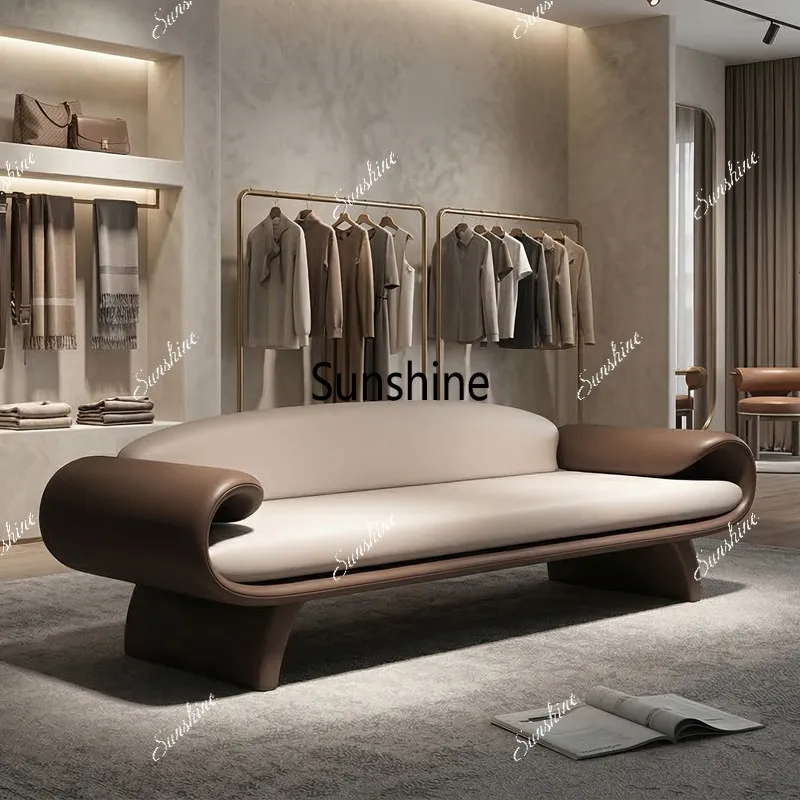 

Italian minimalist leather bedside stool high-end bedroom bedside sofa