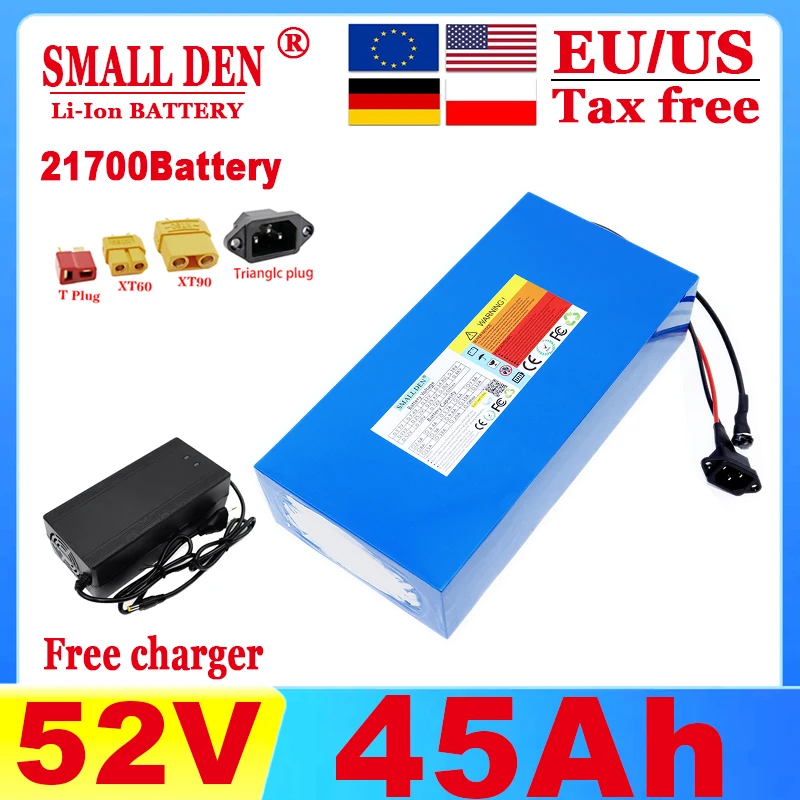 New 21700 52V 45Ah 14S9P Lithium ion Battery Pack 2000W with 40A BMS Power Tool Battery Outdoor Backup Bicycle tricycle Battery