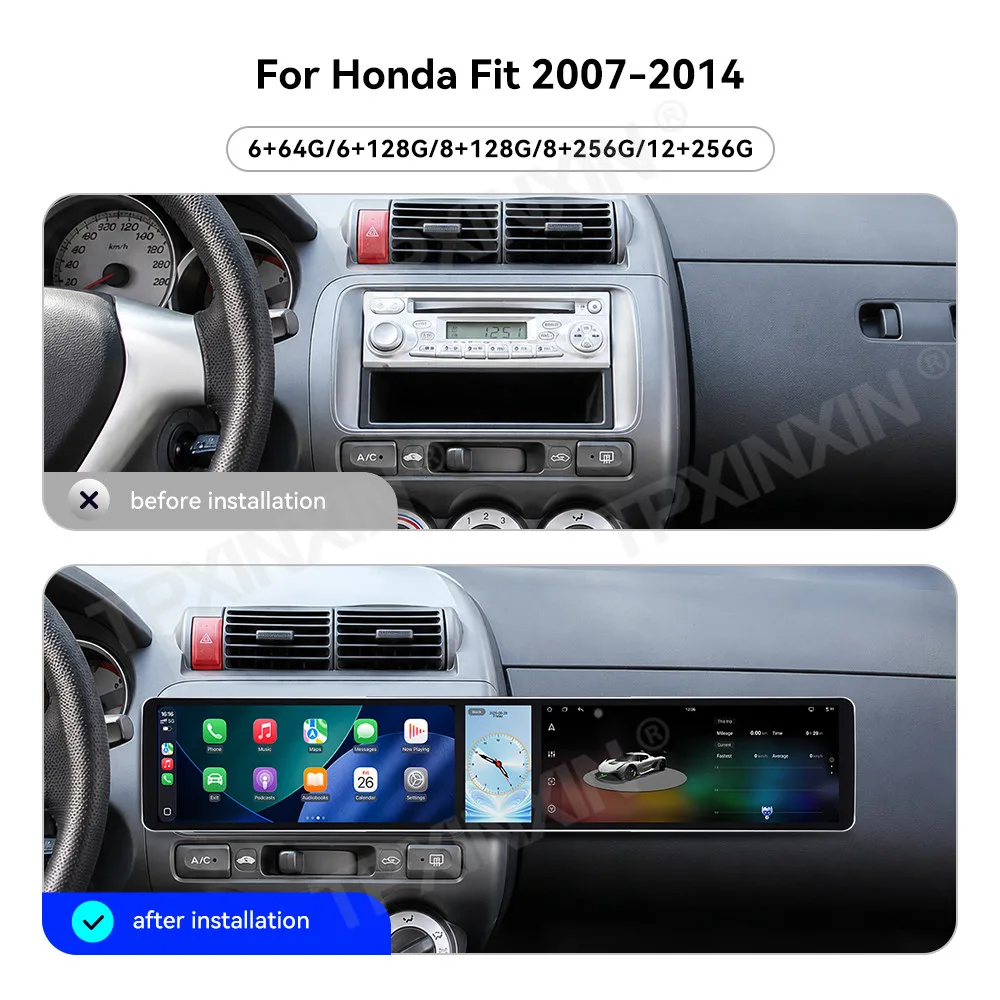 Triple Screen Android Car Stereo For Honda Fit Jazz GE6 GE8 2007~2014 GPS Navi Wireless CarPlay Android Auto 4G WiFi Car Radio