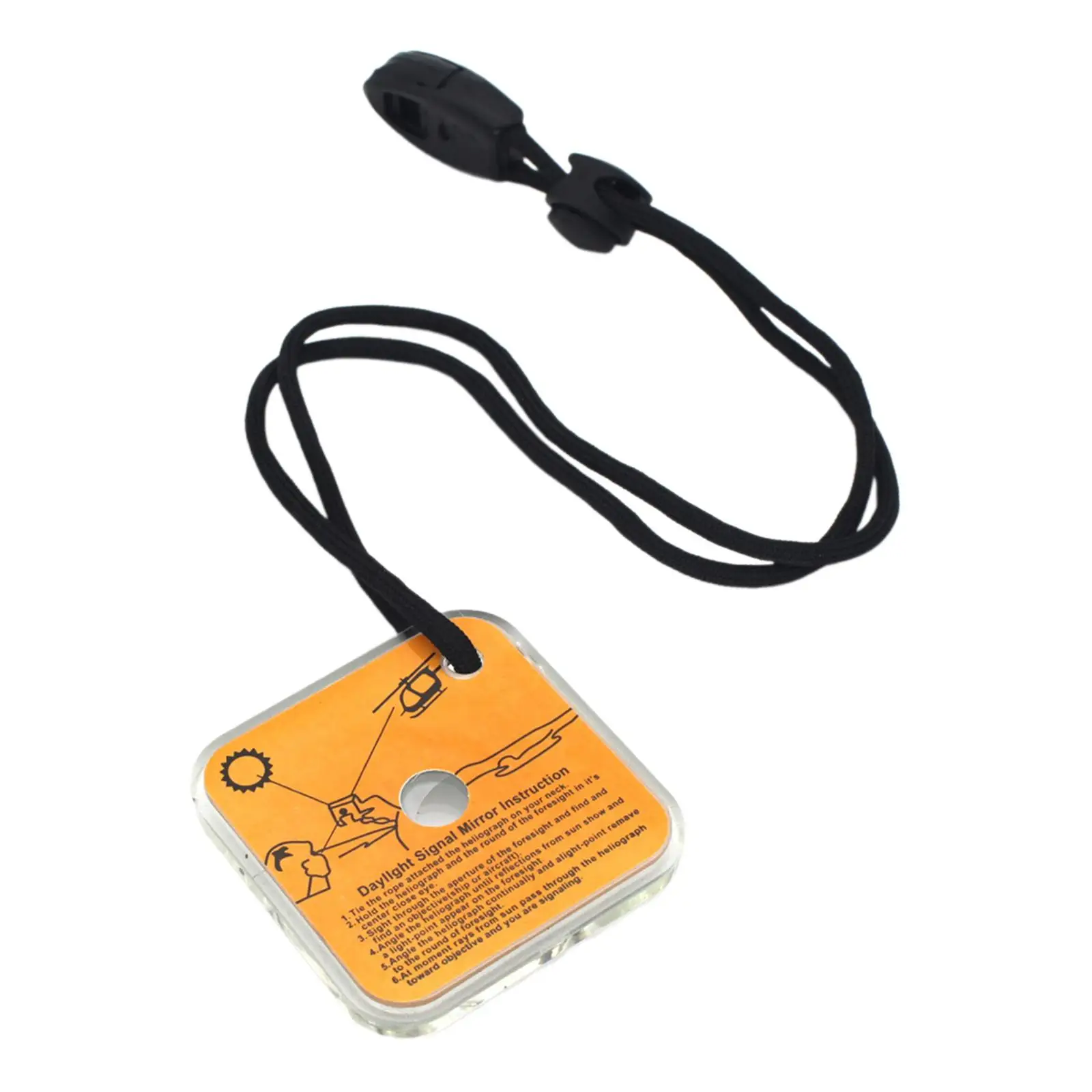 Emergency Reflective Mirror Portable Acrylic Survival Tool with Whistle Long Distance Signaling for Wilderness Hiking