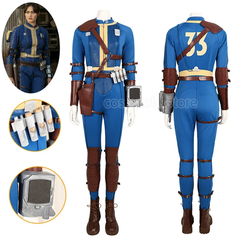 Fall Cos Out Lucy Cosplay Costume Vault 33 Survivor Suit Female Jumpsuit Uniform Strap Arm Prop Halloween Party Outfit for Women