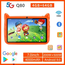 BDF Q80 Tablette WiFi 5G pour enfants, 7 pouces, Façades Core, 4 Go de RAM, 64 Go, Android 9.0, Google Learning, Tablettes de jeux éducatifs, Bluetooth, Nouveau